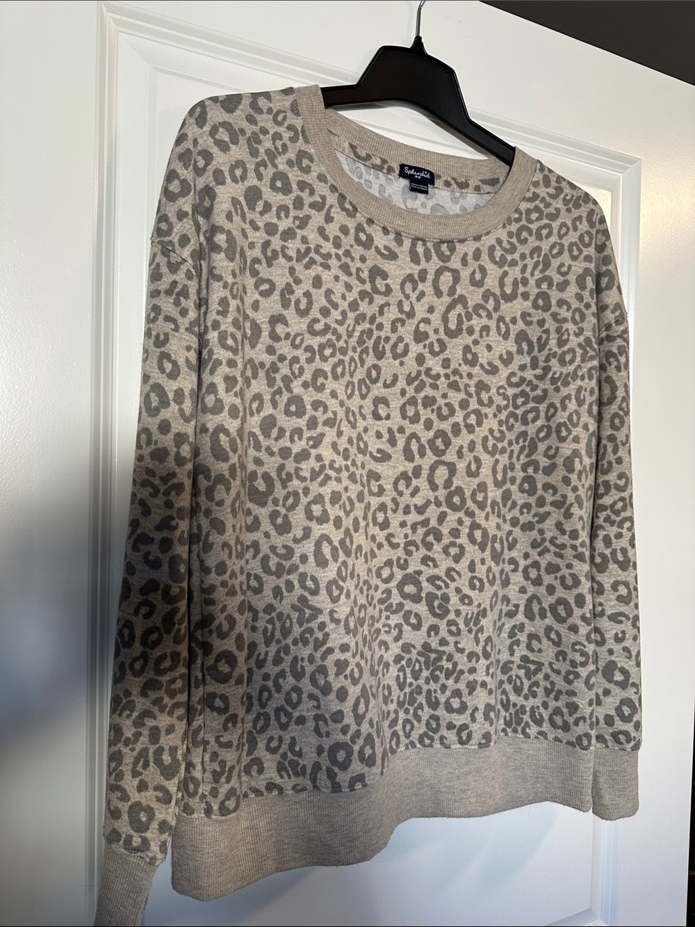 Splendid Neutral Leopard Crewneck Sweater in Taupe and Gray - Picture 3 of 3